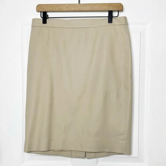 J. Crew Size 4 Tan No 4 Pencil Skirt 100% Cotton Preppy Office - Picture 1 of 5